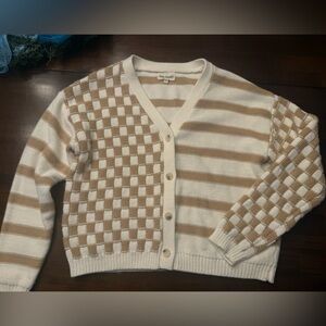 Off white and Tan Franki’s Cardigan - size large
